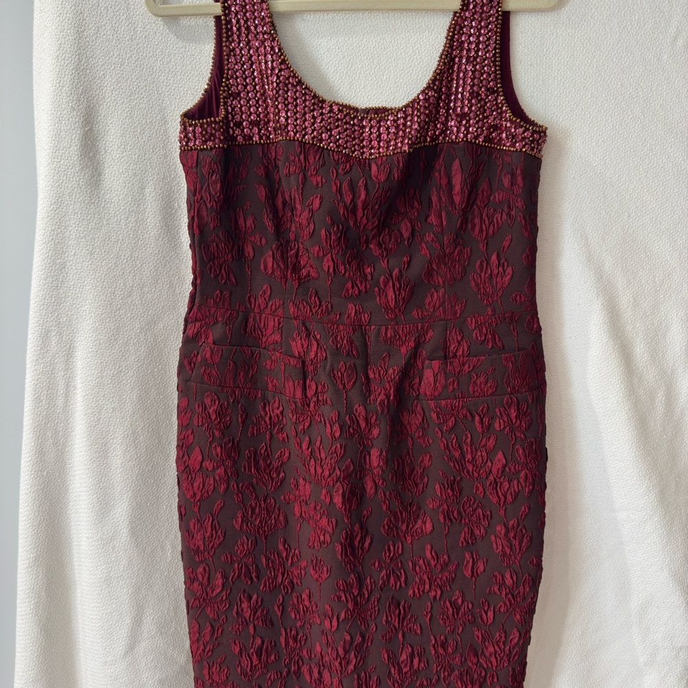Escada Red Bodycon Dress with Scoop Neck for Cocktail